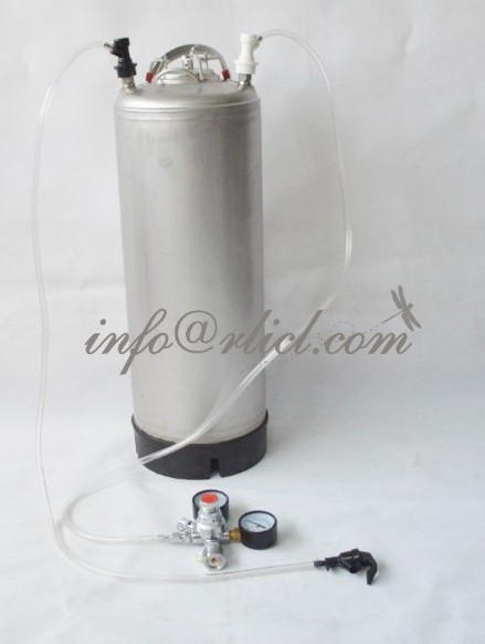 Ball Lock Stainless Steel Beer Keg System with Picnic Faucets and Double Body Regulator for Homebrewing