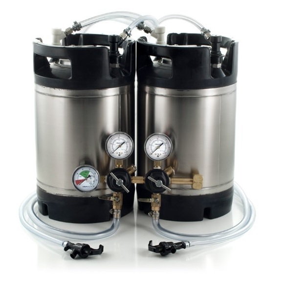 Ball Lock Stainless Steel Beer Keg System with Picnic Faucets and Double Body Regulator for Homebrewing