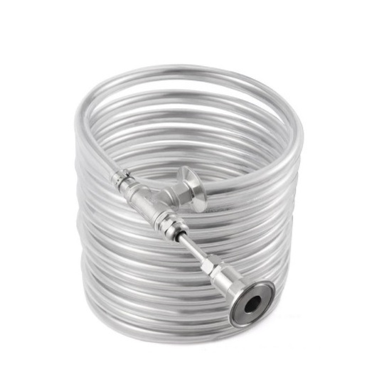 Tri-Clover Counterflow Wort Chiller Stainless Steel Heat Exchanger 1.5 TC Cooling Coil 9.52x0.5x10M Custom Made