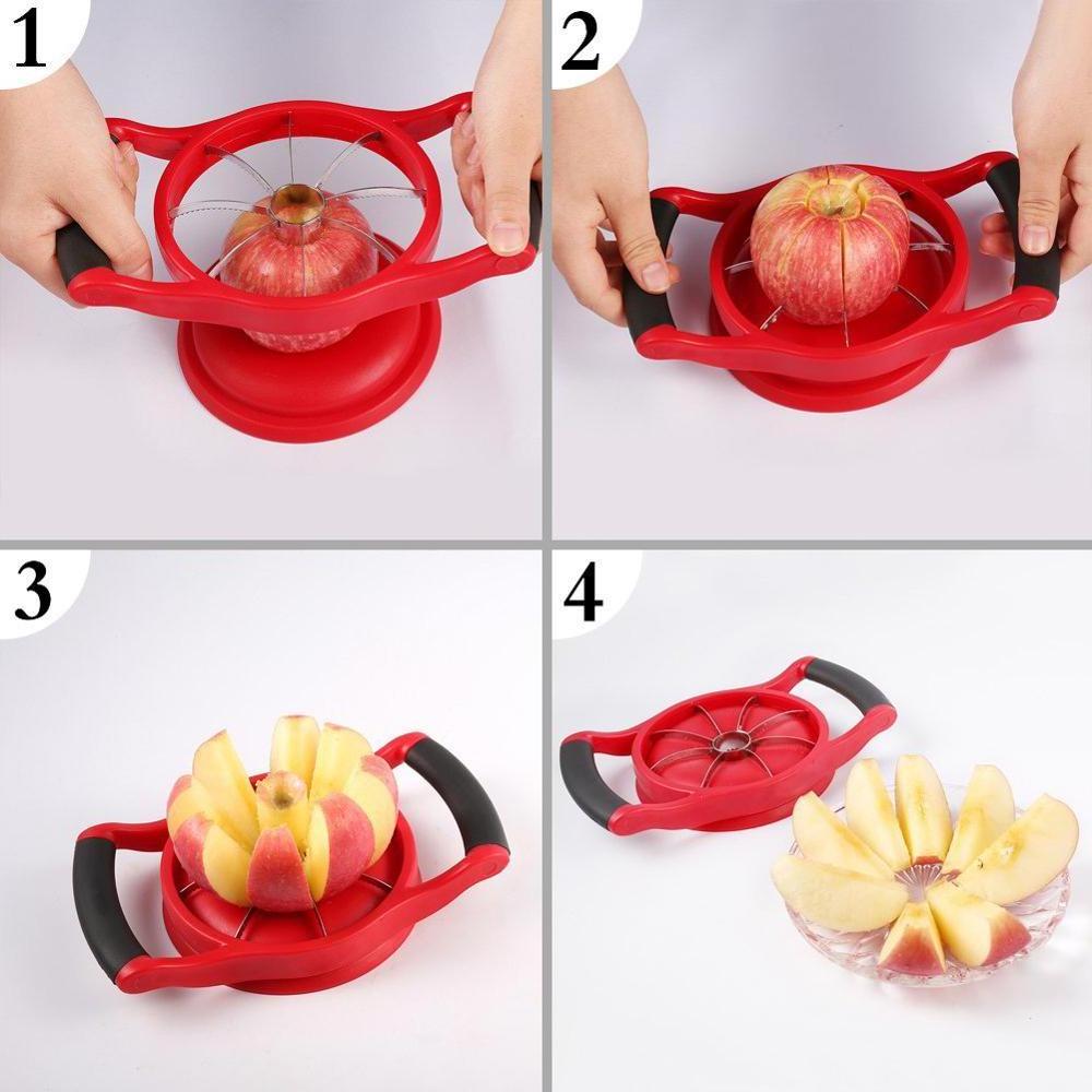 Stainless Steel Thin Metal Apple Slicer With Rubber Grip Handle