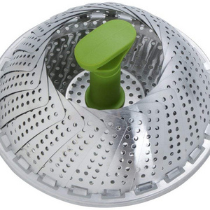 11 Inch Folding Stainless Steel  Food Vegetable Steamer Basket With Nylon Handle