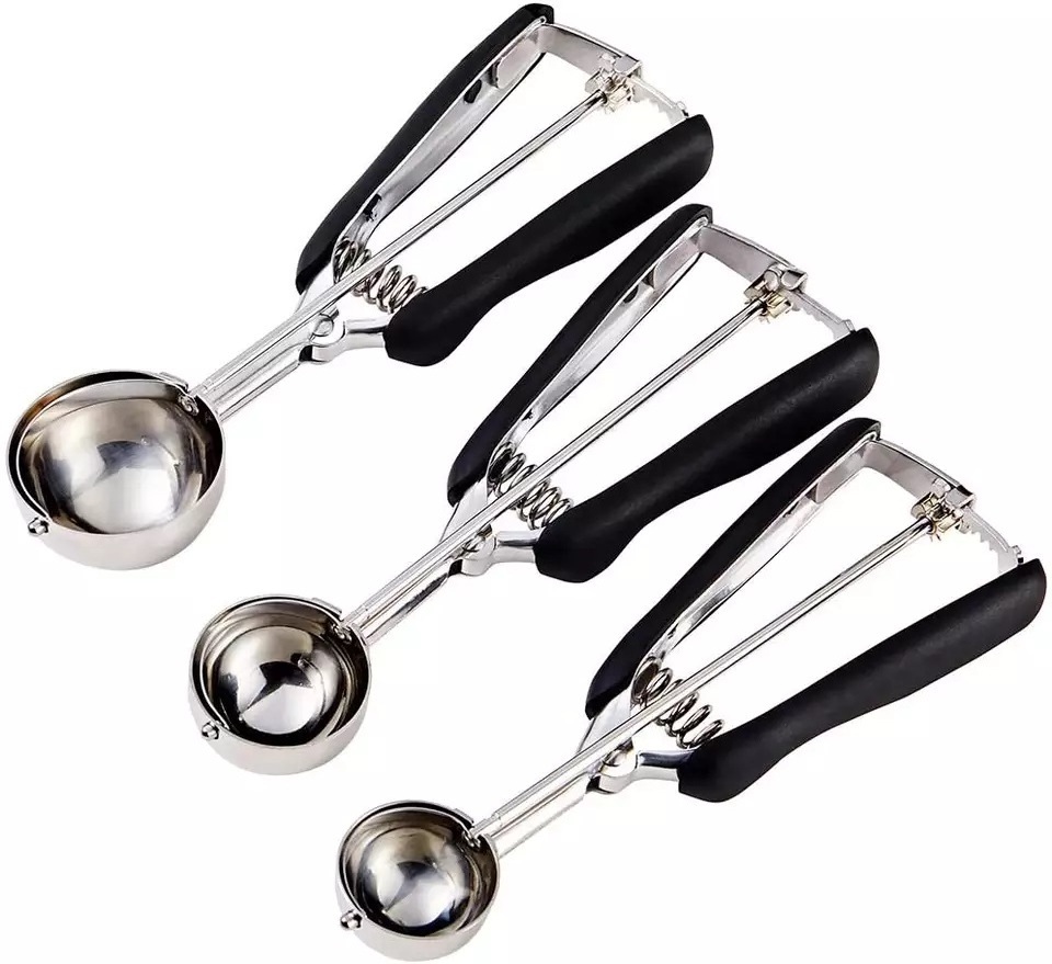 3pcs Stainless Steel Ice Cream Cookie Scoop with Anti-Freeze Handle