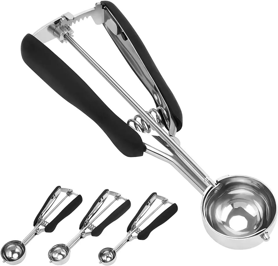 3pcs Stainless Steel Ice Cream Cookie Scoop with Anti-Freeze Handle