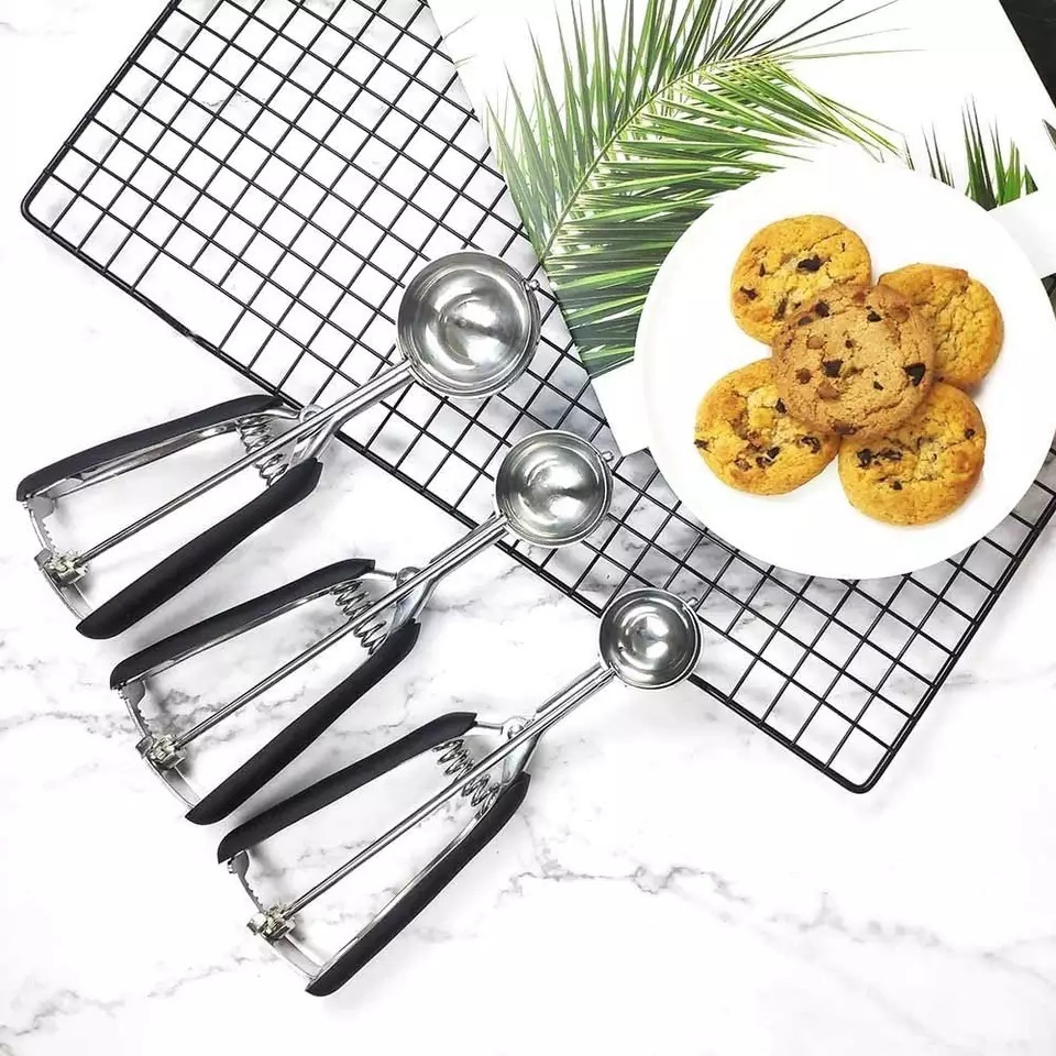 3pcs Stainless Steel Ice Cream Cookie Scoop with Anti-Freeze Handle