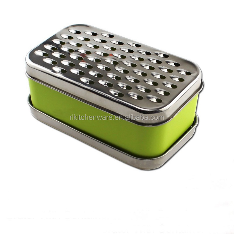 Square Shape Stainless Steel Cassava Grater With Container And Exchangeable Blade