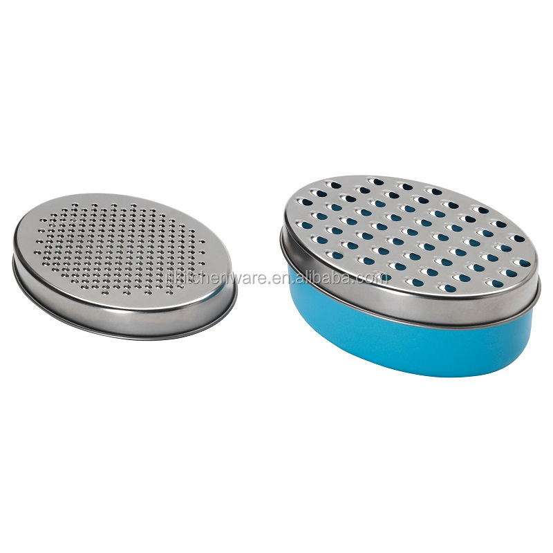 Kitchen Accessories Stainless Steel Cheese Box Grater With Container And Exchangeable Blade