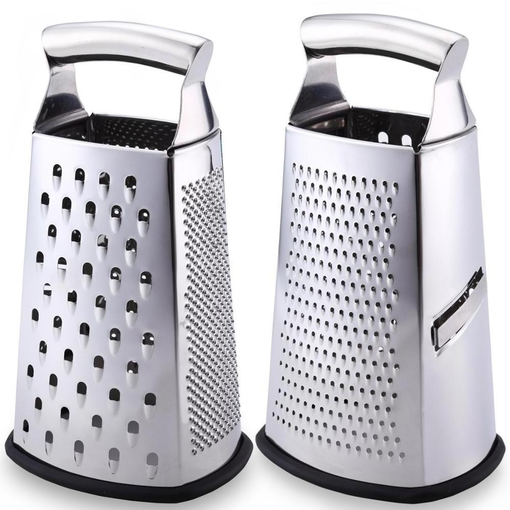 Professional Box Grater, 100% Stainless Steel with 4 Sides, Best for Parmesan Cheese, Vegetables, Ginger, XL Size