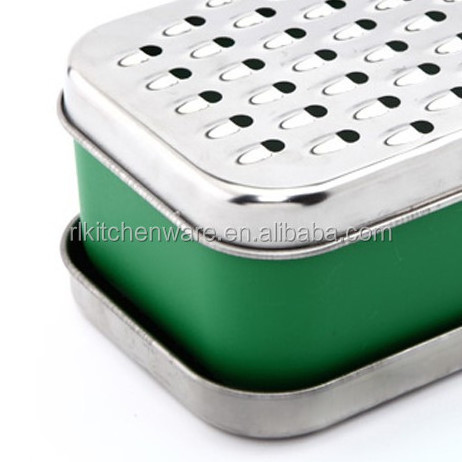 Square Shape Stainless Steel Cassava Grater With Container And Exchangeable Blade