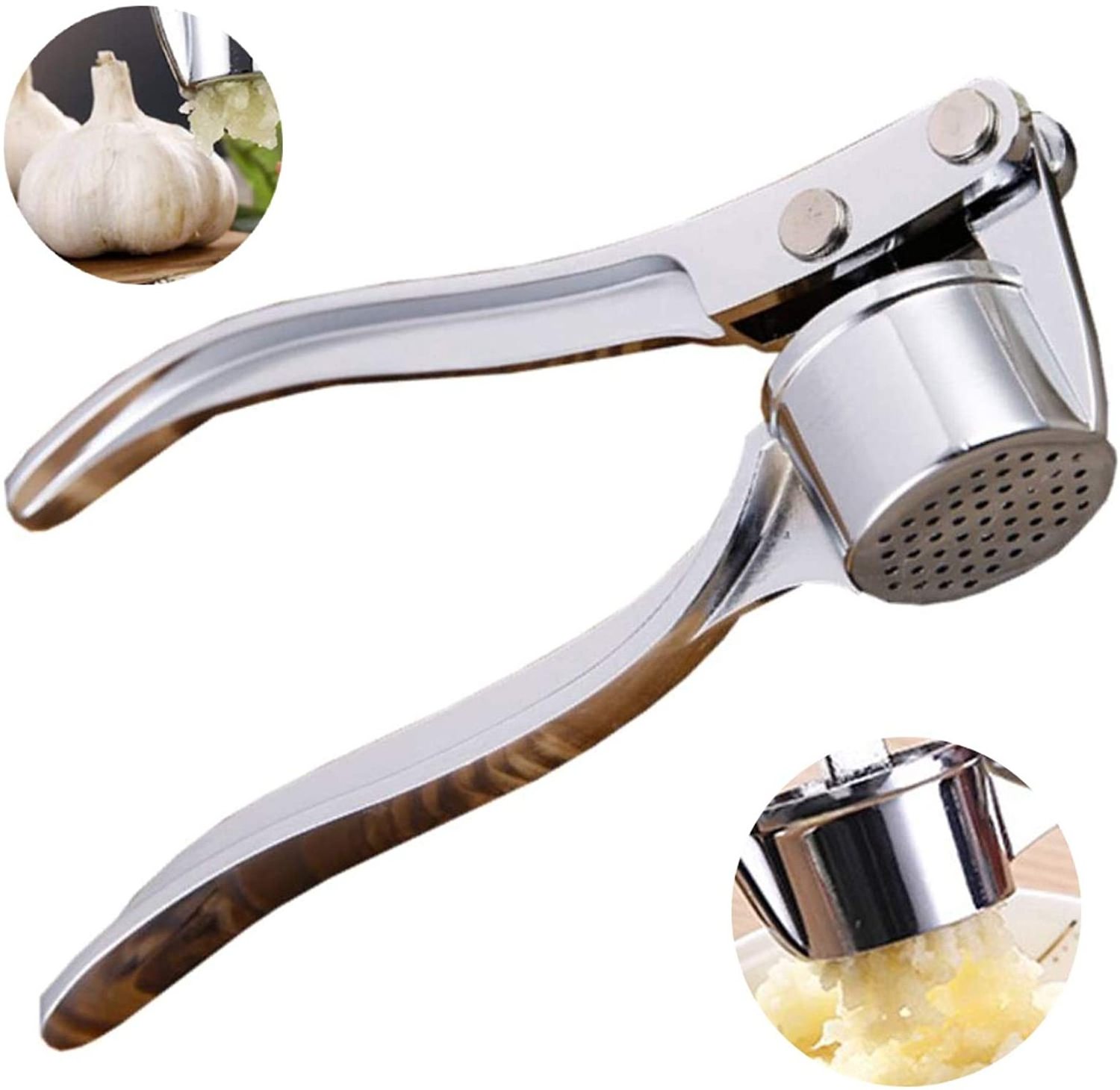 Zinc Alloy Garlic Press for Kitchen, Ginger Peeler Garlic