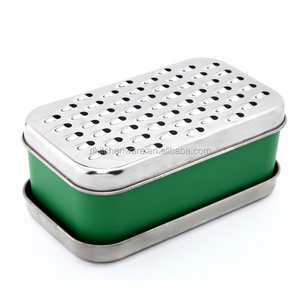 Square Shape Stainless Steel Cassava Grater With Container And Exchangeable Blade