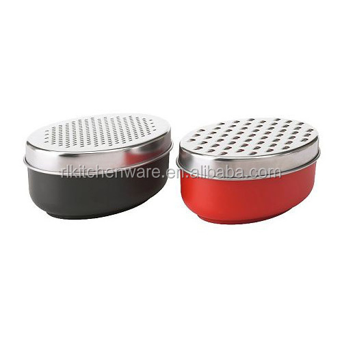 Kitchen Accessories Stainless Steel Cheese Box Grater With Container And Exchangeable Blade