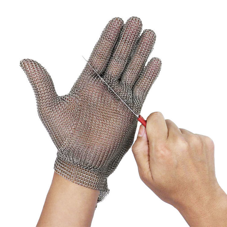 Anti Corrosion Stainless Steel Mesh Cut Resistant Grade A9 Steel Machinery Manufacturing Chainmail Safety Butcher Gloves