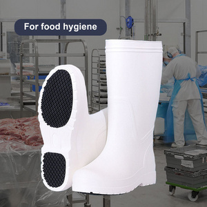 White Sanitary Canteen Chef Food Processing Industry Bootie Ultra Light Oil Resistant Non Slip Waterproof Foam Eva Rain Boots