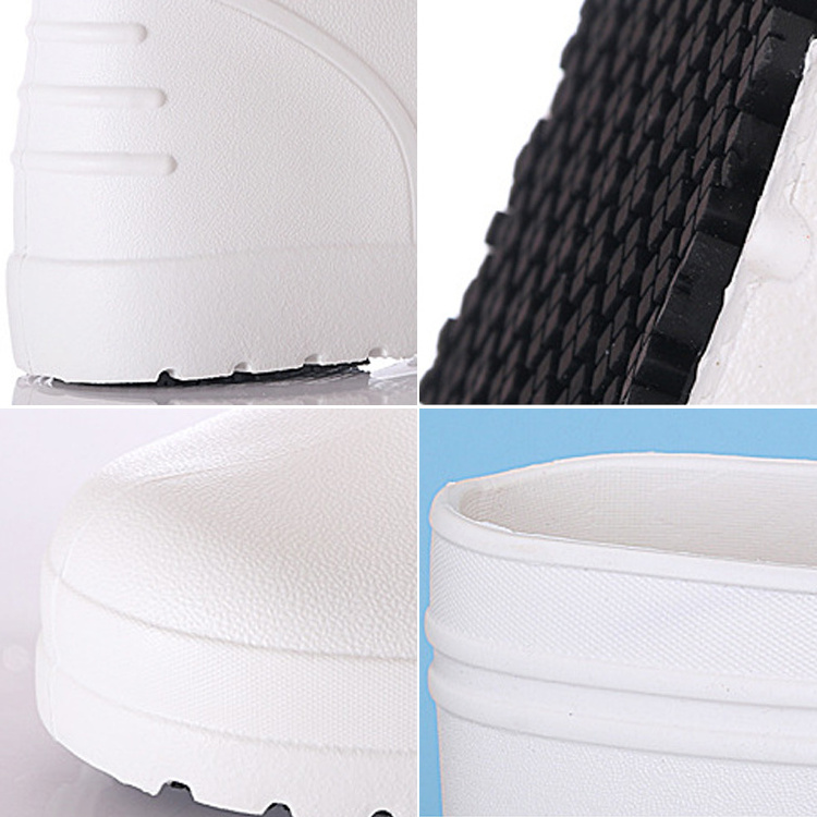 White Sanitary Canteen Chef Food Processing Industry Bootie Ultra Light Oil Resistant Non Slip Waterproof Foam Eva Rain Boots