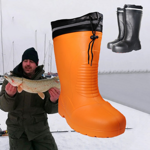 Orange Black Lightweight Anti Slip Water Proof Winter Warm Snow Ski Fishing Fisherman Cold Storage Eva Foam Rain Boots For Men