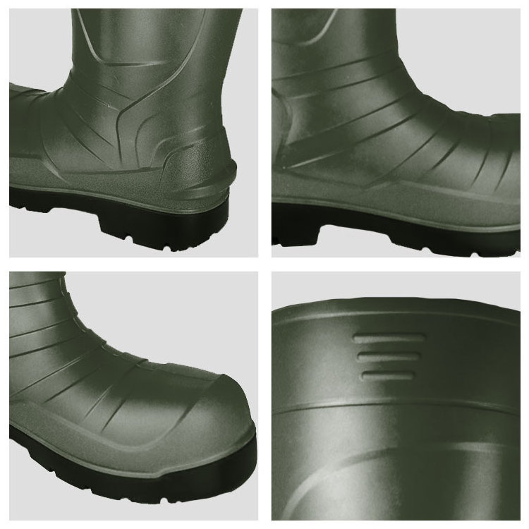 Mens Non Slip Waterproof Chemical Resistant Mud Proof Heavy Industry Construction Labor Steel Toe Safety Rain Boots