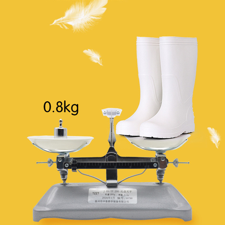 White Sanitary Canteen Chef Food Processing Industry Bootie Ultra Light Oil Resistant Non Slip Waterproof Foam Eva Rain Boots