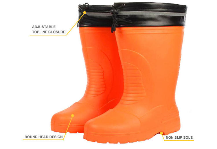 Popular Oem Fishermen Fly Fishing Safety Work Cold Storage Thermal Eva Fur Winter Waterproof Ski Snow Rain Boots For Men