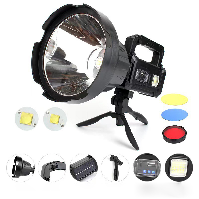 Brightest XHP90 LED Search Light Handheld Portable Spotlight Solar Powered P90 Rechargeable Fish Camp Flashlight Searchlight