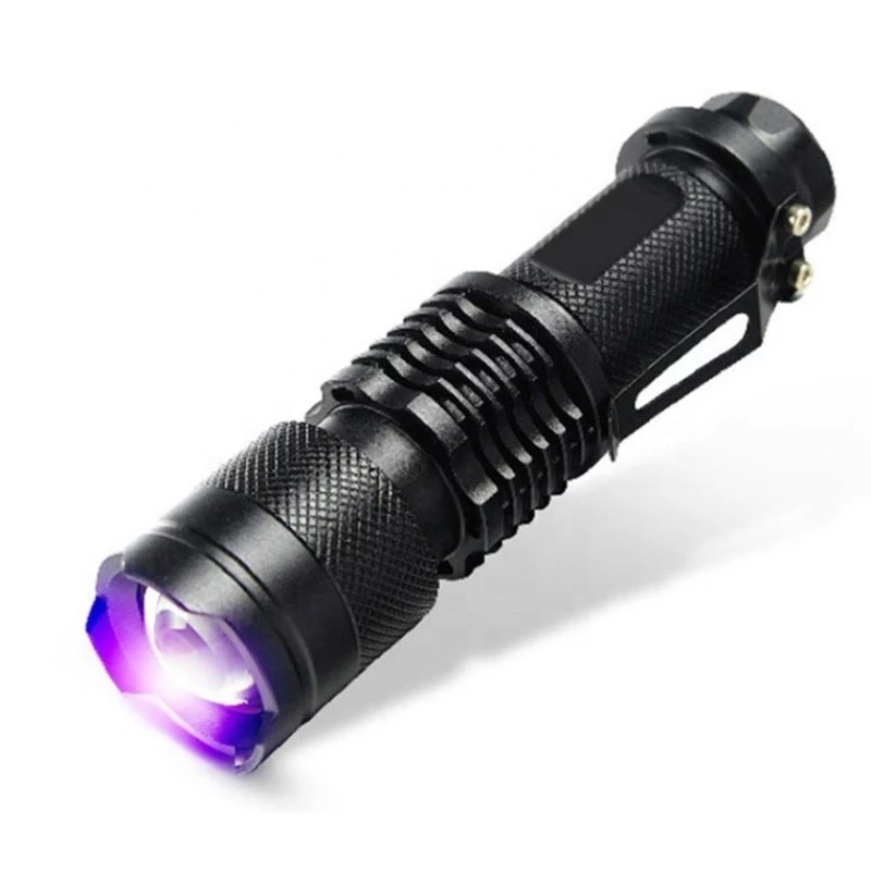 Free Custom Logo Portable Purple Torch 395nm 365nm Black Light Pet Money Scorpion Detectors Inspection Mini 14500 UV Flashlight