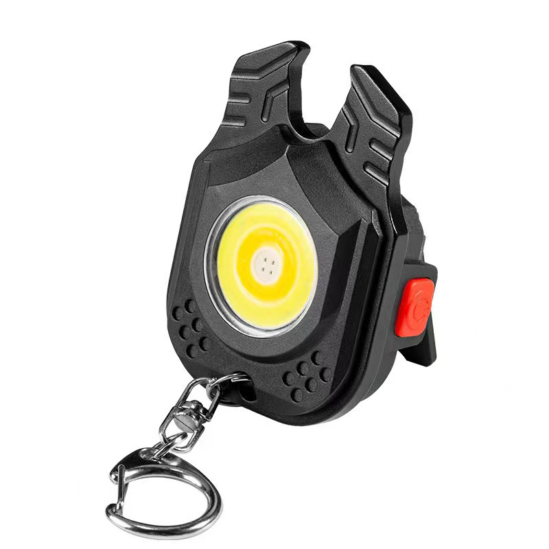 Strong Magnet LED Pocket Flashlight 7 Work Light Modes Rechargeable Portable Mini COB Keychain Light with Lanyard