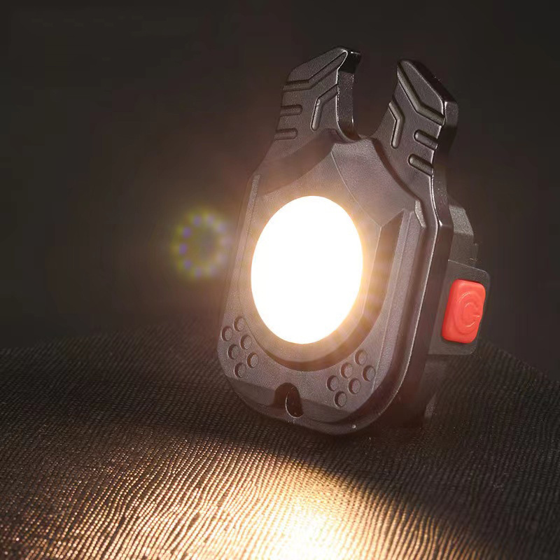 Strong Magnet LED Pocket Flashlight 7 Work Light Modes Rechargeable Portable Mini COB Keychain Light with Lanyard