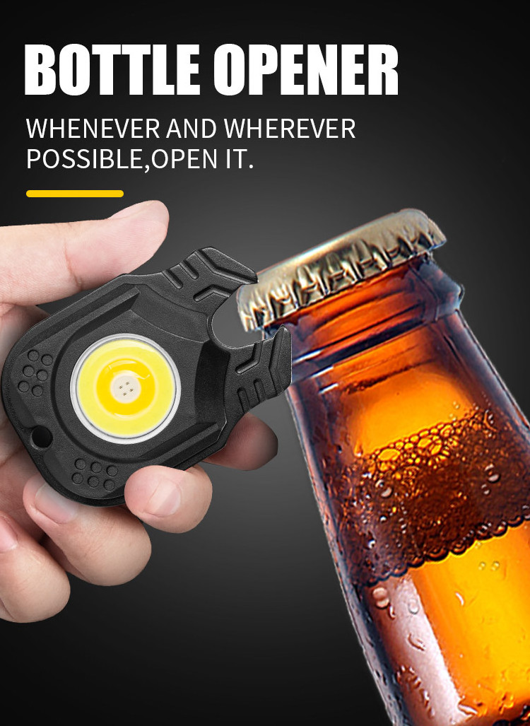 Strong Magnet LED Pocket Flashlight 7 Work Light Modes Rechargeable Portable Mini COB Keychain Light with Lanyard