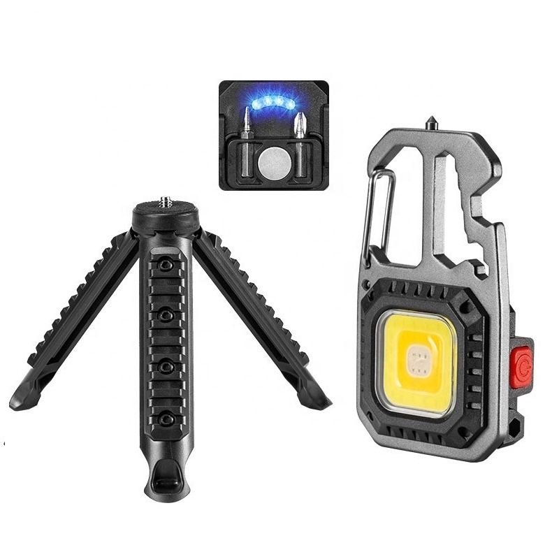 Mini Keychain Hook Magnet Screwdriver COB Flash Light Torch Light Rechargeable LED Flashlight with Tripod