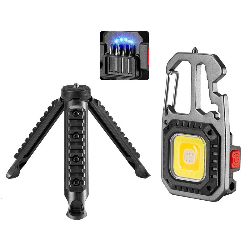 Mini Keychain Hook Magnet Screwdriver COB Flash Light Torch Light Rechargeable LED Flashlight with Tripod