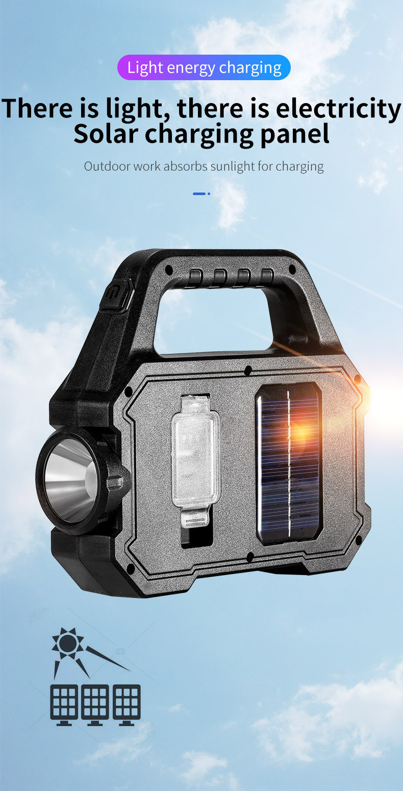 Best Seller Solar Energy Charging Searchlights Super Bright COB LED Solar Rechargeable Search Light