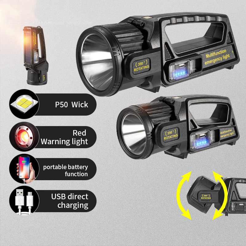 Rotatable Head Lampe XHP50 Most Powerful Emergency Hand Lamp 9 Work Mode Big LED Rechargeable Solar Cob Searchlight Flashlight