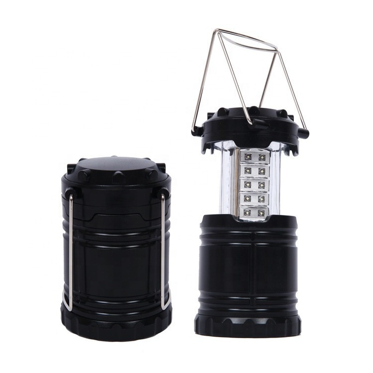 Free Laser Logo Outdoor Camping Light 3 AA Battery Powered 30 LED Collapsible Camping Lantern Foldable Plastic