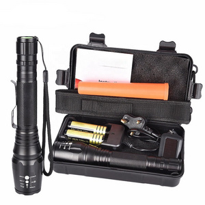 Ultra Bright T6 Large LED Torch 2*18650 Battery Powered Charger Security Light Zoom Tactical Flashlight Tool Set