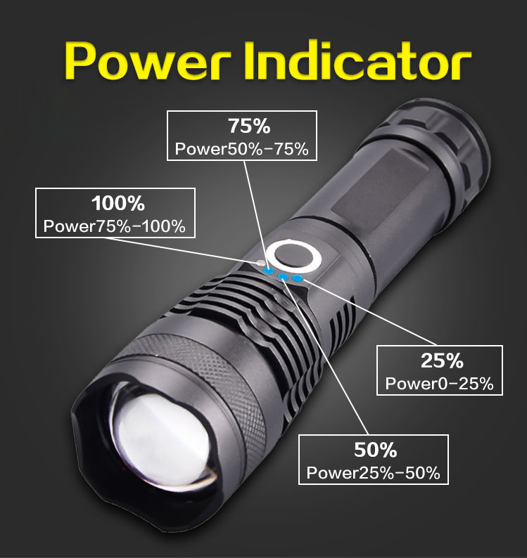 Long Range 3000 Lumens Rechargeable Led Light Torch Xhp50 Led Flashlight