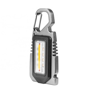 Mini Portable Strong Magnet Tungsten LED Flash Emergency Light Rechargeable Keychain Pocket Flashlight with Survival Whistle