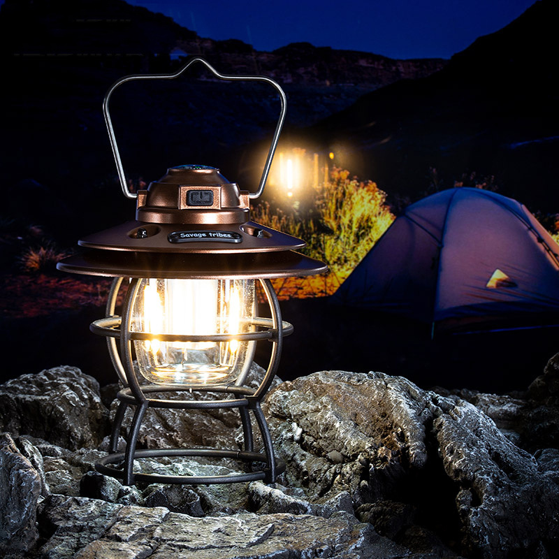 Wholesale Multifunction Outdoor Compass Tent Hand Light 4 Work Modes Portable LED Retro Camping Lamp