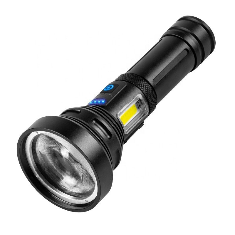 Outdoor Portable Multifunction Super Bright Long Range 1000M USB Output Rechargeable COB White Laser LED Torch Flashlight