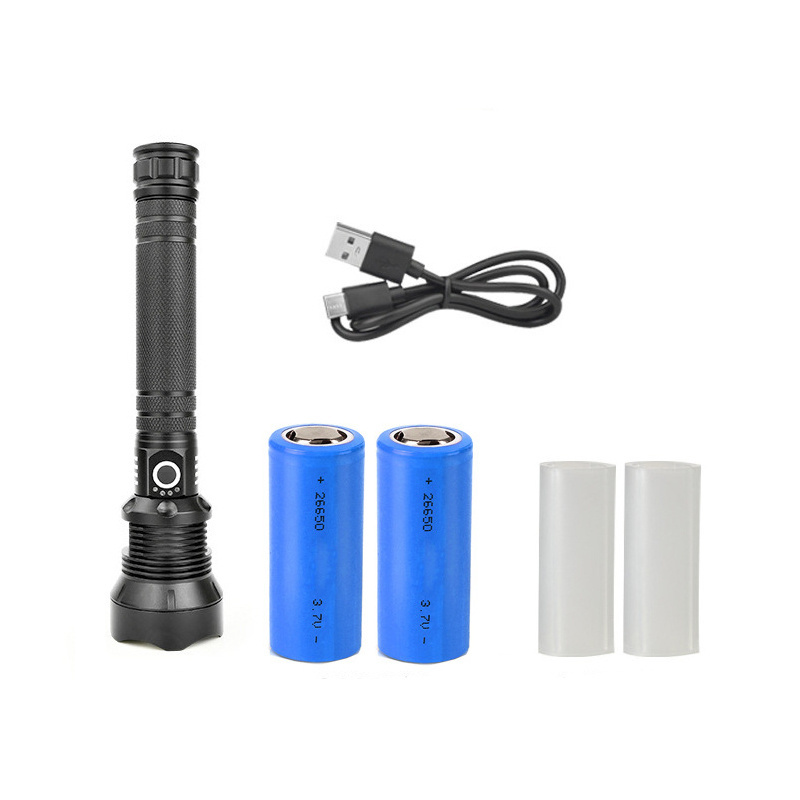 Strong Brightness High Powerful USB Rechargeable Battery Zoomable LED Torch Telescopic Tactical Flashlights P70 2*26650