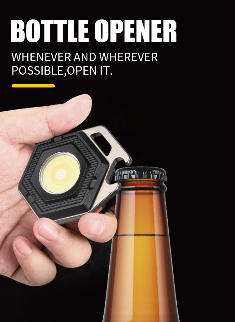 Factory Direct Price Portable Pocket Magnet Base EDC Rechargeable COB LED Emergency Light Keyring Torch Mini Flashlight Keychain