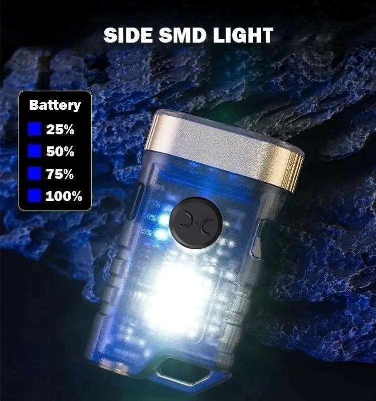 Dual LED Rechargeable Mini Portable Emergency Light Strong Magnet Work Light EDC Small Flashlight Pocket Rechargeable Battery 75