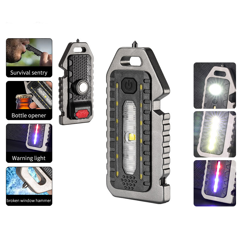 Multifunction Portable Lanyard Survival Whistle Emergency Red Blue Warning Flash Light Mini Small Pocket LED Flashlight Torch