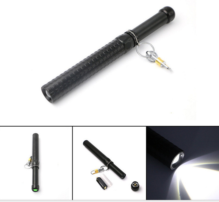 Outdoor Telescopic Zoom LED Driver Home Security Night Patrol Torch Aluminium Baseball Bat Self Defense Flashlight