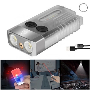 Red Laser Pointer V10 Mini EDC Pocket Aluminium Torch UV 365NM LED Portable Keychain Flashlight for Emergency Camping Light