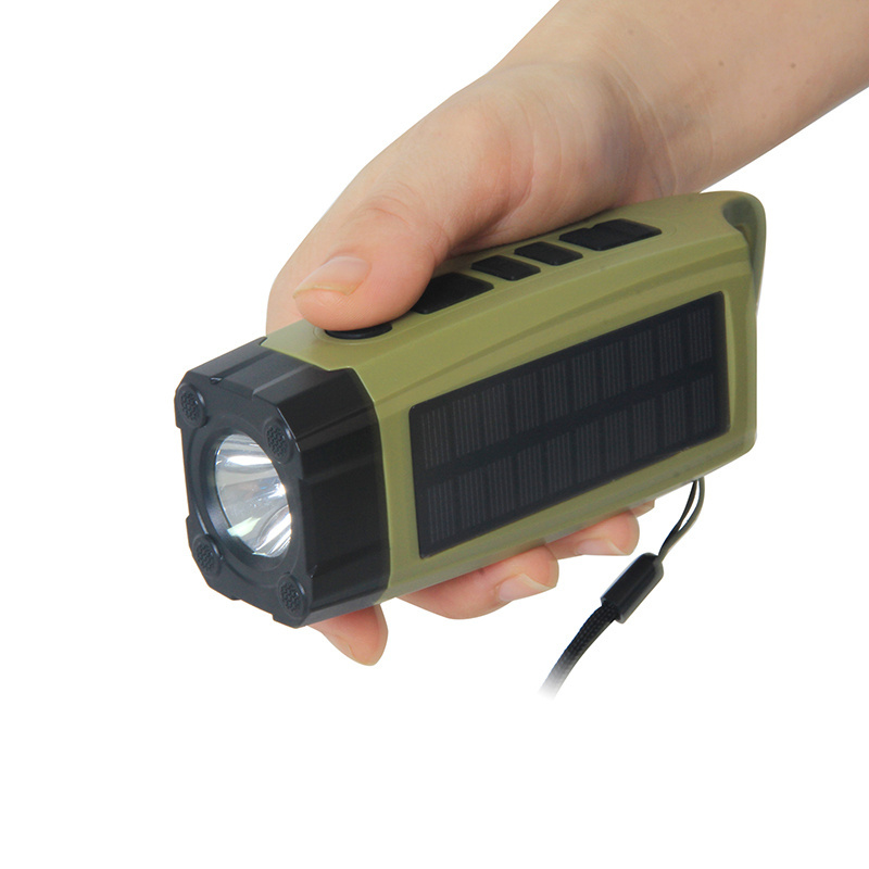 Portable Torch Sun Flash Light LED Solar Rechargeable Powered Handy Hand Crank Dynamo Emergency Radio Camping Small Flashlight