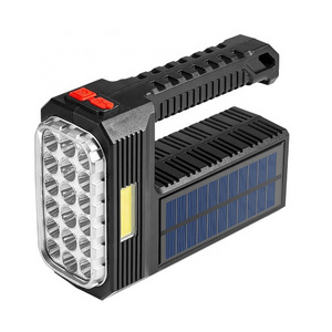 Outdoor Camping Searching Hunting Fishing COB 18 LED Rechargeable Flashlight Solar Panel Flash Lights