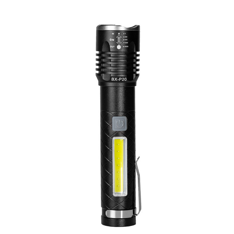 15W Super Bright Spotlight 1500mAh Laser 5050 COB LED Light Zoomable Waterproof Camping Tactical Flashlight Torch Long Range