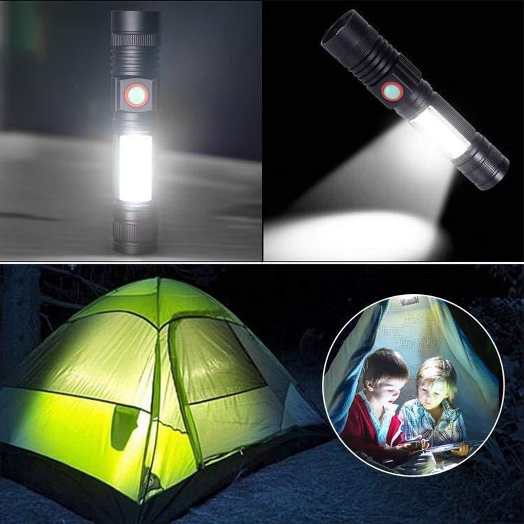 Outdoor Camping Magnetic Base USB Rechargeable 18650 COB Flashlight Powerful Torch T6 LED Zoom Flashlight