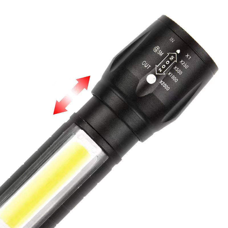 Camp 14500 Battery Zoom XPE COB LED Light Tactical USB Rechargeable Mini Flashlights Small Portable Outdoor with Green Gift Box