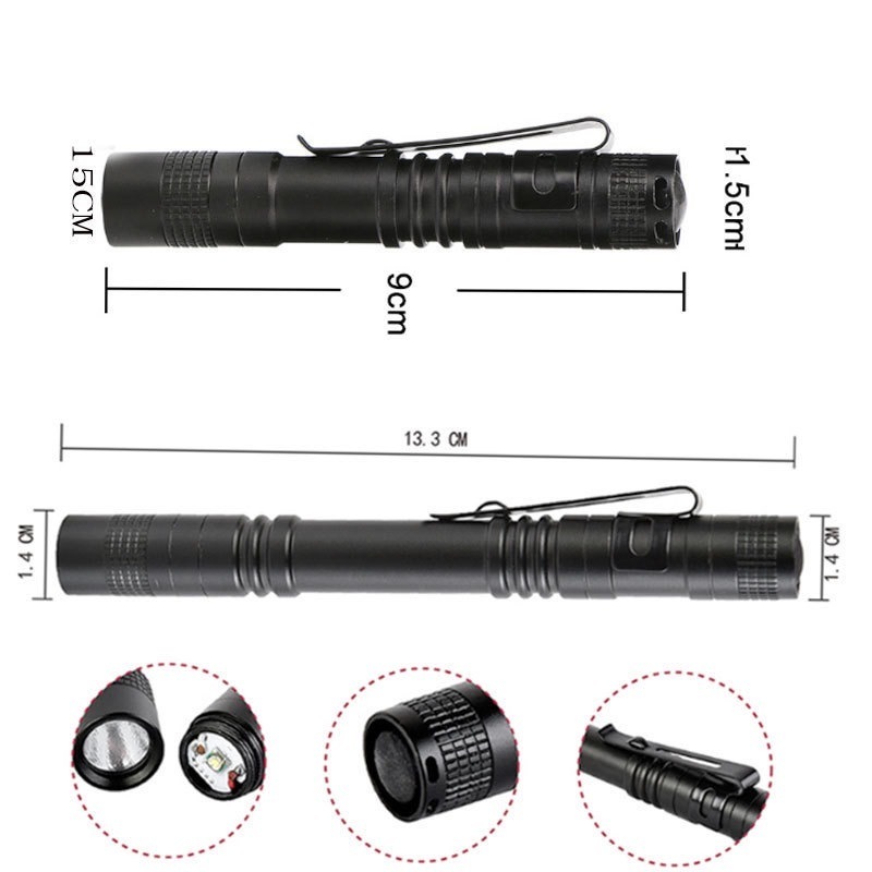 Portable Black Pen Light Scorpion Germs Detector 2*AAA Battery Powered 395NM Ultraviolet Light UV LED Torch Flashlight