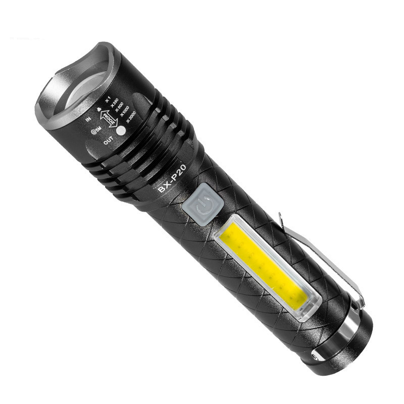 15W Super Bright Spotlight 1500mAh Laser 5050 COB LED Light Zoomable Waterproof Camping Tactical Flashlight Torch Long Range